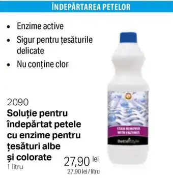 Soluție pentru îndepărtat petele cu enzime pentru țesături albe şi colorate