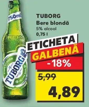 Kaufland TUBORG Bere blondă 5% alcool 0,75 L Ofertă