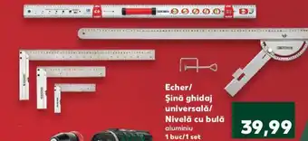 Echer/ Şină ghidaj universală/ Nivelă cu bulă aluminiu