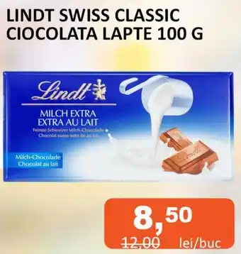 LINDT SWISS CLASSIC CIOCOLATA LAPTE 100 G