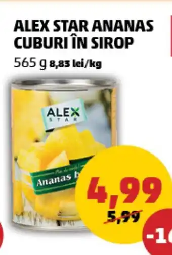 Penny ALEX STAR ANANAS CUBURI ÎN SIROP 565 g Ofertă