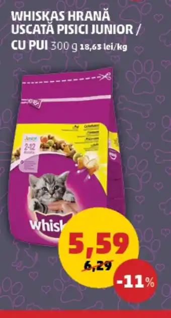 Penny WHISKAS HRANĂ USCATĂ PISICI JUNIOR / CU PUI 300 g Ofertă