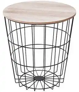 Favi Masa Rotunda cu spațiu de depozitare, baza neagra, panou detasabil din lemn, Φ39.5x43cm HOMCOM | Aosom RO Ofertă