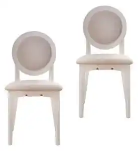 Favi Set 2 scaune dining din lemn de fag Cosmo M, cadru alb, textil Solo 22 Ofertă