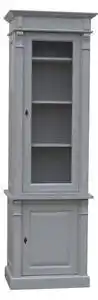 Vitrina ingusta cu 1 usa BAS + 1 usa sticla SUP, Colectia Directoire cu finisaj Vopsit antichizat