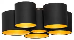 Plafoniera neagra cu interior auriu 6 lumini - Multidrum
