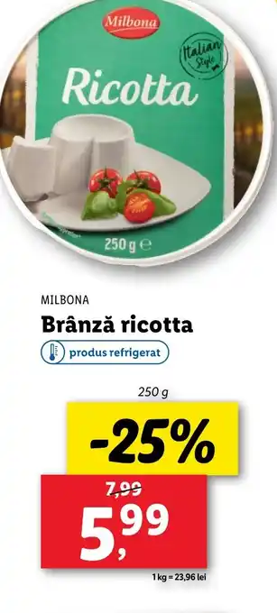 Lidl MILBONA Brânză ricotta Ofertă