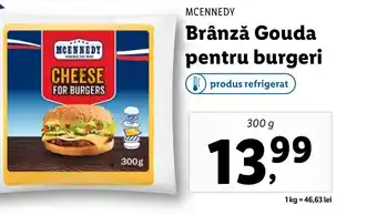 Lidl MCENNEDY Brânză Gouda pentru burgeri Ofertă