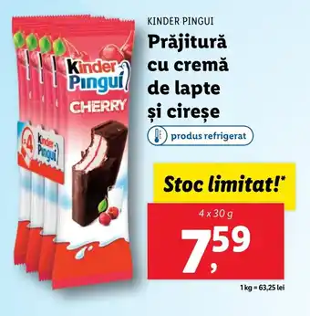 Lidl KINDER PINGUI Prăjitură cu cremă de lapte şi cireșe Ofertă