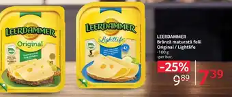 Selgros LEERDAMMER Brânză maturată felii Original / Lightlife Ofertă