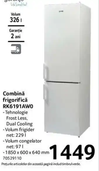 Selgros Combină frigorifică RK6191AW0 Ofertă