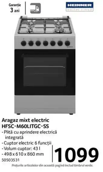 Selgros Aragaz mixt electric HFSC-M60LITGC-SS Ofertă