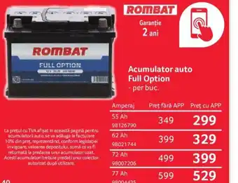 Selgros Acumulator auto Full Option Ofertă