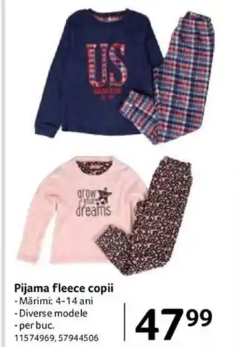 Selgros Pijama fleece copii Ofertă