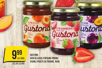 Mega Image GUSTONA GEM DE CAISE/CAPSUNI/PRUNE/ VIŞINE/FRUCTE DE PĂDURE, 450G Ofertă