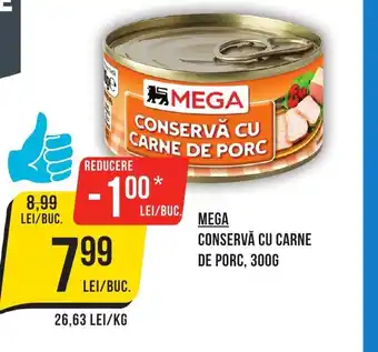 Mega Image MEGA CONSERVĂ CU CARNE DE PORC, 300G Ofertă