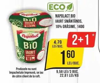 Mega Image NAPOLACT BIO IAURT SMÂNTÂNOS, 10% GRĂSIME, 140G Ofertă