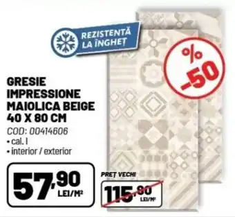 Ambient GRESIE IMPRESSIONE MAIOLICA BEIGE 40 X 80 CM Ofertă