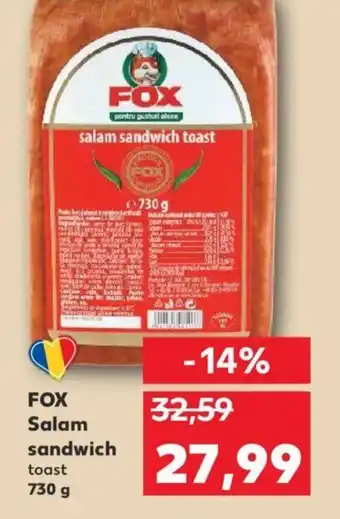 Kaufland FOX Salam sandwich toast 730 g Ofertă