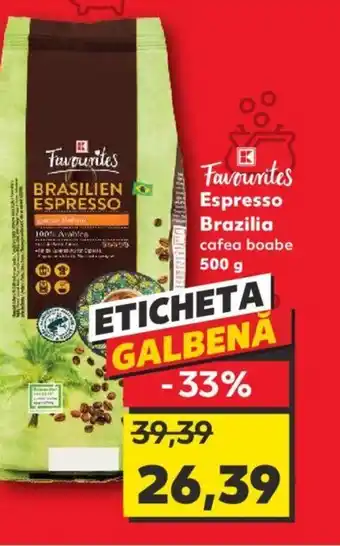 Kaufland Favourites Espresso Brazilia cafea boabe 500 g Ofertă