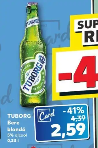 Kaufland TUBORG Bere blondă 5% alcool 0,33 L Ofertă