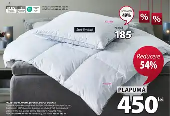 JYSK FALKETIND PLAPUMĂ ŞI PERNĂ CU PUF DE RAȚĂ Ofertă