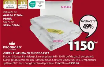 JYSK OKKEN PLAPUMĂ CU PUF DE GÂSCĂ Ofertă