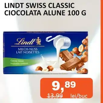 Unicarm LINDT SWISS CLASSIC CIOCOLATA ALUNE 100 G Ofertă