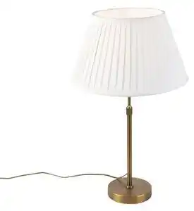 Favi Lampă de masă din bronz cu umbră plisată alb 35cm - Parte Ofertă