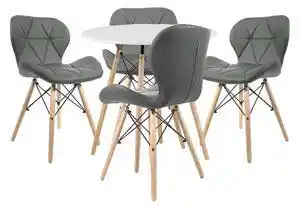 Favi Set Masa Rotunda Fixa Linda 80 Cm Si 4 Scaune Bucatarie/Dining Kross Gri Ofertă