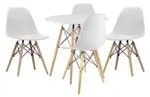 Set Masa Rotunda Fixa Linda 80 Cm Si 4 Scaune Bucatarie/Dining Velo Albe