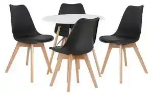 Favi Set Masa Rotunda Fixa Linda 80 Cm Si 4 Scaune Bucatarie/Dining Viko Negru Ofertă