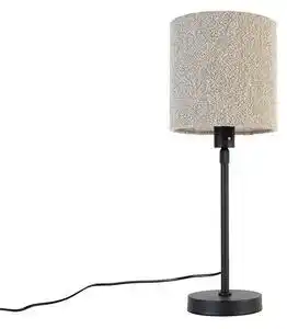 Lampa de masa neagra reglabila cu abajur boucle taupe 20 cm - Parte