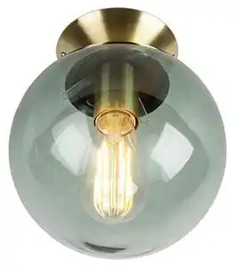 Plafoniera Art Deco din alamă cu sticlă verde - Pallon