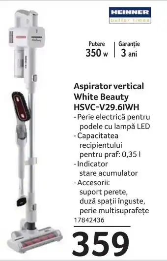 Selgros Aspirator vertical White Beauty HSVC-V29.61WH Ofertă