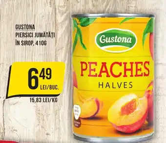 Mega Image GUSTONA PIERSICI JUMĂTĂŢI ÎN SIROP, 410G Ofertă
