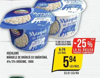 Mega Image HOCHLAND MĂRGELE DE BRÂNZĂ CU SMÂNTÂNĂ, 4%/3% GRĂSIME, 180G Ofertă