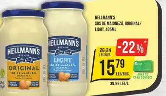 Mega Image HELLMANN'S SOS DE MAIONEZĂ, ORIGINAL/ LIGHT, 405ML Ofertă