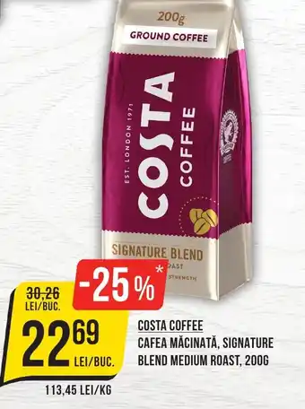 Mega Image COSTA COFFEE CAFEA MĂCINATĂ, SIGNATURE BLEND MEDIUM ROAST, 200G Ofertă