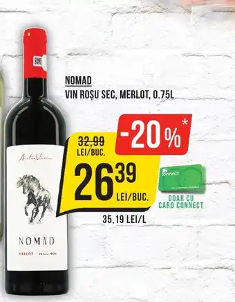 Mega Image NOMAD VIN ROȘU SEC, MERLOT, 0.75L Ofertă