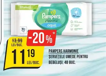 Mega Image PAMPERS HARMONIE ȘERVEȚELE UMEDE PENTRU BEBELUȘI, 48 BUC. Ofertă
