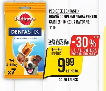 Mega Image PEDIGREE DENTASTIX HRANĂ COMPLEMENTARĂ PENTRU CÂINI (5-10 KG), 7 BATOANE, 110G Ofertă
