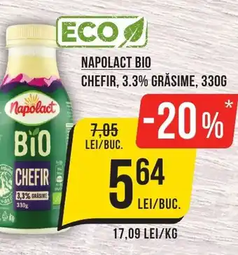 Mega Image NAPOLACT BIO CHEFIR, 3.3% GRĂSIME, 330G Ofertă