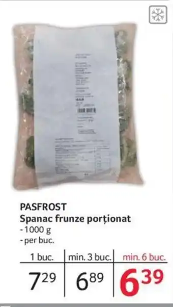 Selgros PASFROST Spanac frunze porționat Ofertă