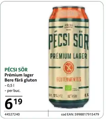 Selgros PÉCSI SÖR Prémium lager Bere fără gluten Ofertă