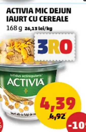 Penny ACTIVIA MIC DEJUN IAURT CU CEREALE 168 g Ofertă