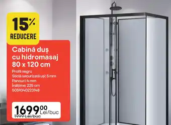 Brico Depôt Cabină duş cu hidromasaj 80 x 120 cm Ofertă