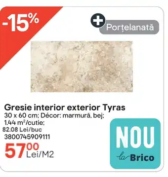 Brico Depôt Gresie interior exterior Tyras Ofertă