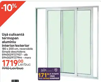 Uşă culisantă termopan aluminiu interior/exterior