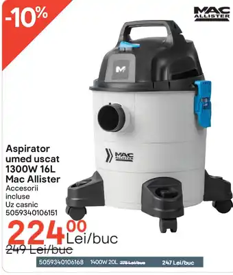Brico Depôt Aspirator umed uscat 1300W 16L Mac Allister Ofertă